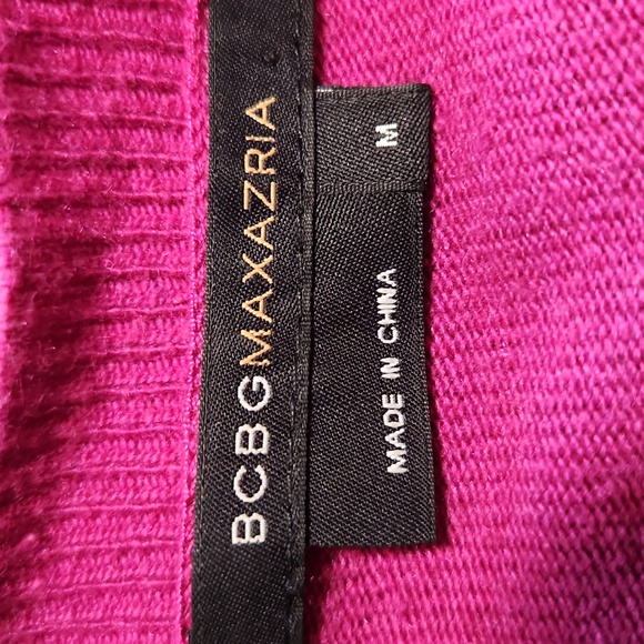 BCBGMAXAZRIA Rhinestone Embellished Knit Long Cardigan Fushia Size Medium - Picture 7 of 11